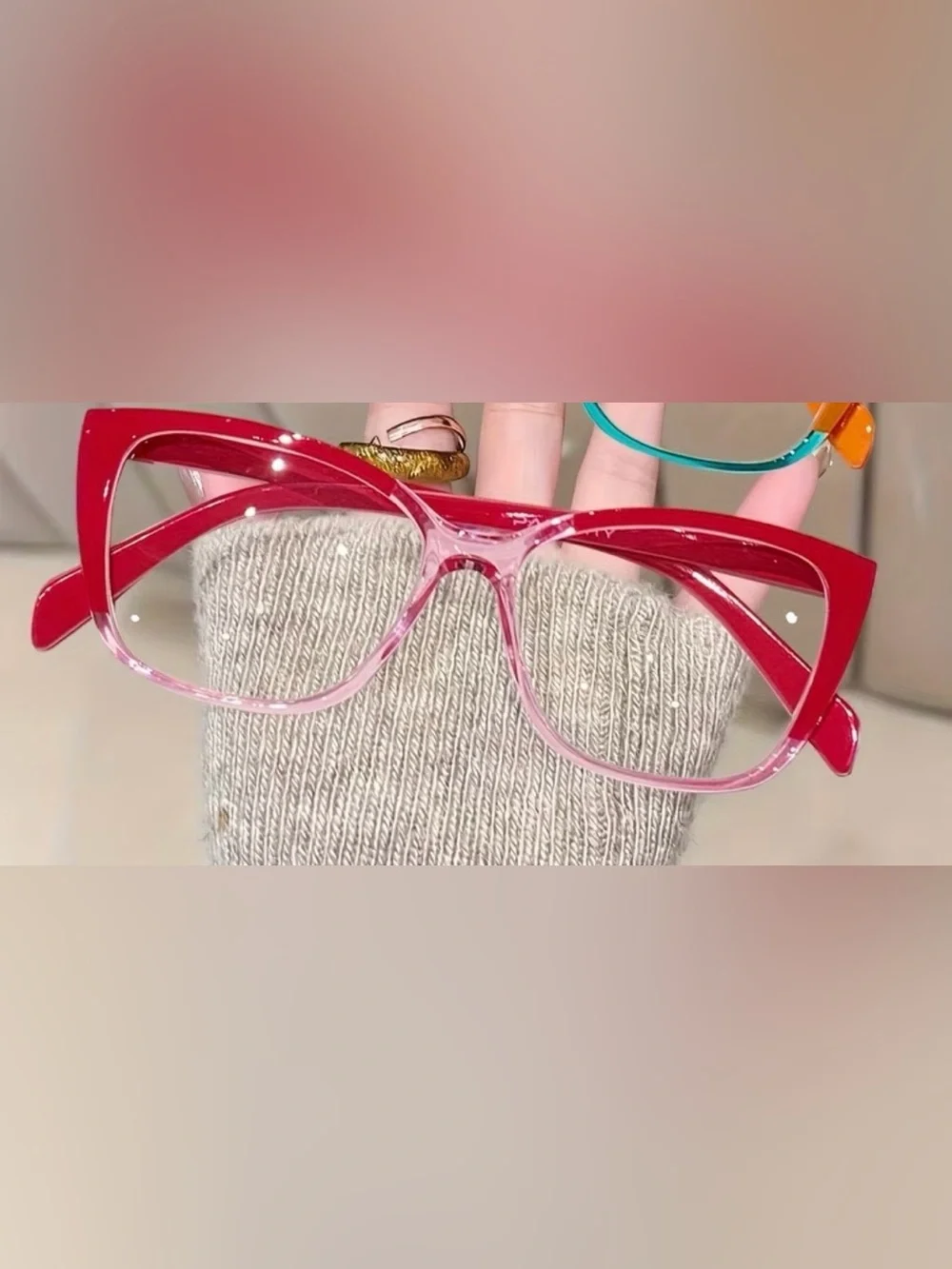 New! Trendy Raspberry Pink Gradient Two Toned Blue Light Blocking Glasses